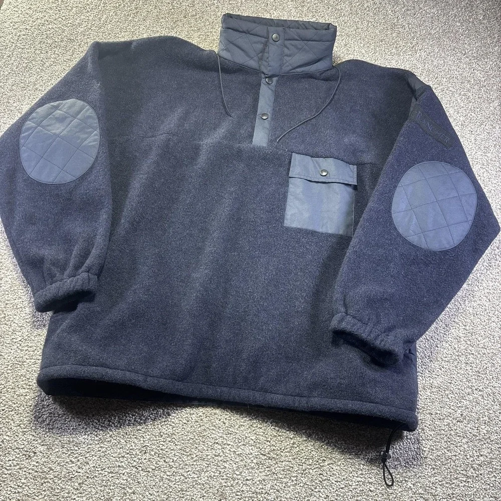 Vintage Atlantic Rancher Jacket Mens XL Blue Wool‎ Fleece Hooded Anorak Pullover